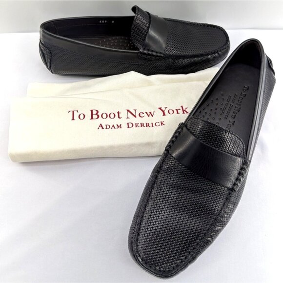 To Boot New York Magnus Men Driving Shoes Black Leather Formal Moccasins Size 8